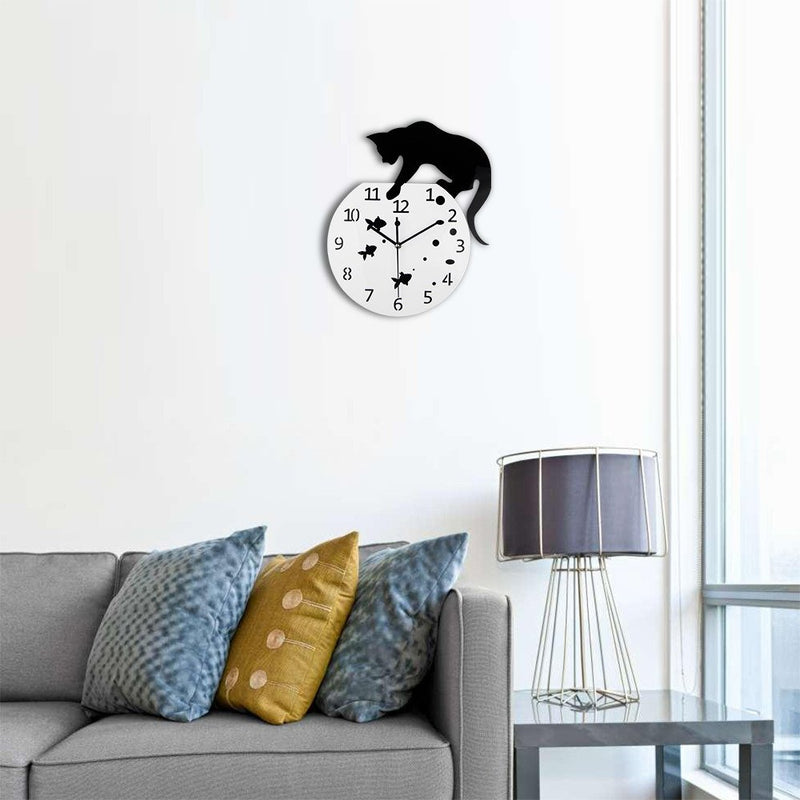 Timelike Fishbowl Cat Clock / Creative Wall Clocks / Home DIY Decoration Watch / Cat on Clock Living Room Mirror 3D Wall Design - LeoForward Australia