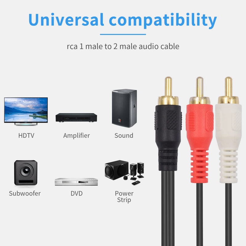  [AUSTRALIA] - Poyiccot RCA Splitter Male to Male Cable, RCA Y Splitter 1 RCA Male to 2 RCA Male Stereo Audio Subwoofer Cable, 2RCA to 1RCA Bi-Directional RCA Y Adapter Cable - 25cm/10inch