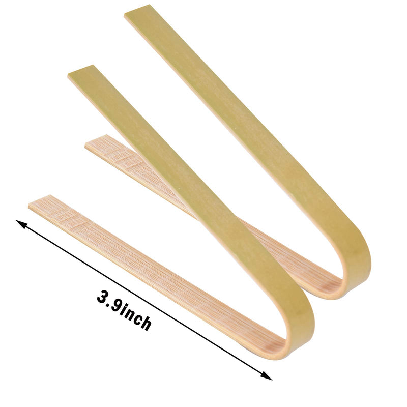  [AUSTRALIA] - Mini Bamboo Disposable Tongs - 100PCS Disposable Tongs 4" Bamboo Tongs for Toaster Eco-Friendly For Catering, Buffet or Home Use