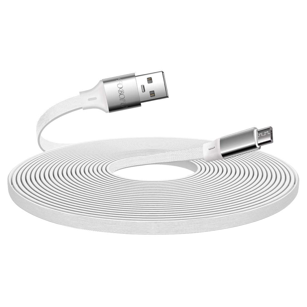  [AUSTRALIA] - Micro USB Cable 6ft, Foboiu Micro USB Charger Cable, Charging and Data Sync Cord for WyzeCam, WyzeCam Pan, Amazon Cloud Cam, Yi Camera, Nest Indoor Cam, Blink, Android Phone and Other Devices(White) 6 feet White