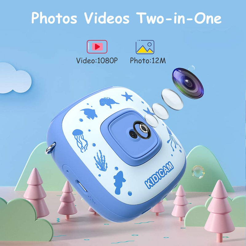  [AUSTRALIA] - Dragon Touch Kids Action Camera - Waterproof Kidicam 2.0 Digital Camera for Boys Girls 1080P Sports Camera Camcorder with 16GB Memory Card (Blue) Blue