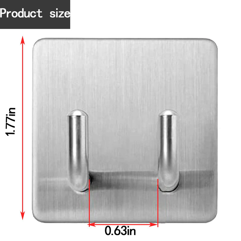  [AUSTRALIA] - 4Pcs Self Adhesive Wall Hooks Heavy Stainless Steel Razor Holder Stick on Bathroom Kitchen Bedroom Waterproof Anti-Skid Double Hanging Hooks for Keys Coats Hat Towel Bathrobe