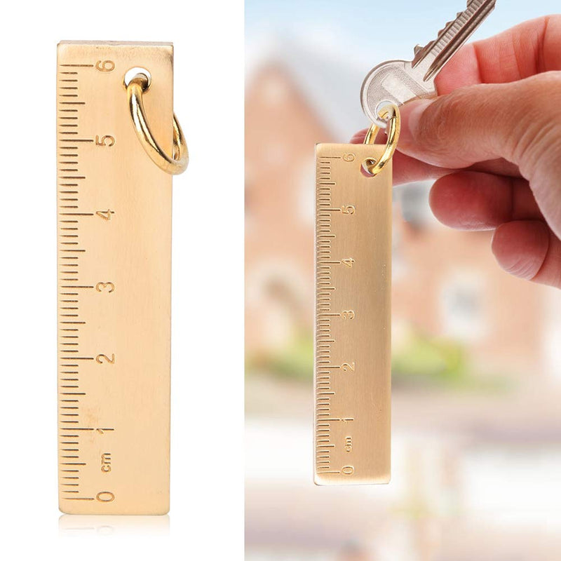  [AUSTRALIA] - Pssopp Mini Brass Ruler 6 cm Length 3mm Thickness Small Copper Feet Measuring Tool Brass Ruler Key Ornaments Pendants