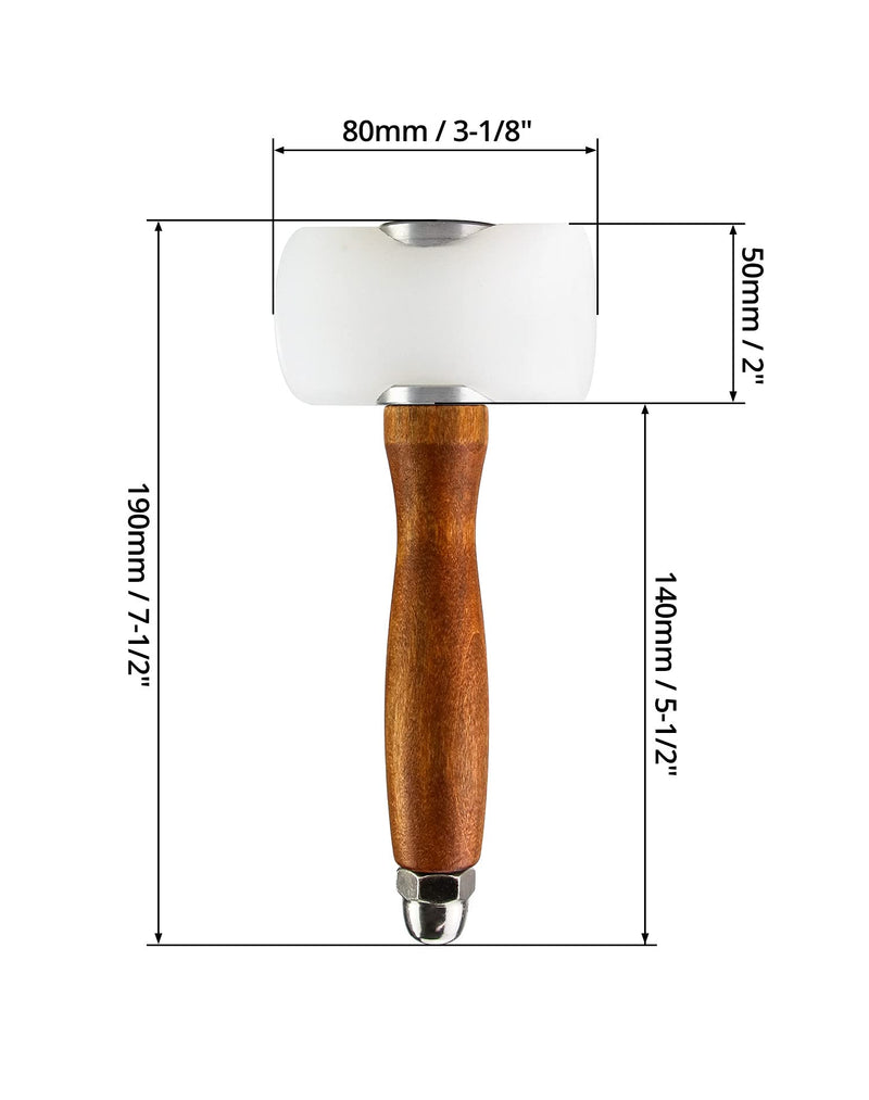  [AUSTRALIA] - QWORK Leather Carving Hammer Mallet,DIY Leathercraft Mallet with Nylon T Head Wood Handle, Sew Leather Cowhide Tool