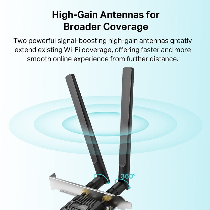  [AUSTRALIA] - TP-Link WiFi 6 PCIe WiFi Card for Desktop PC AX1800 (Archer TX20E), Bluetooth 5.2, WPA3, 802.11ax Dual Band Wireless Adapter with MU-MIMO, Ultra-Low Latency, Supports Windows 11, 10 (64bit) Only AX1800, WiFi 6, Dual-Band