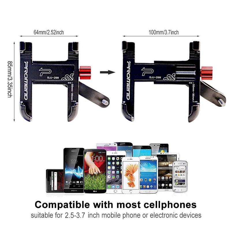  [AUSTRALIA] - Aluminum Alloy Bike Phone Mount with 360 Degree Rotation, Adjustable Bicycle Handlebar Phone Holder for Motorcycle Mountain Road Hybrid Bike Compatible with iPhone Xs Max X 8 7 6 Plus Samsung S9 S8 S7 Black
