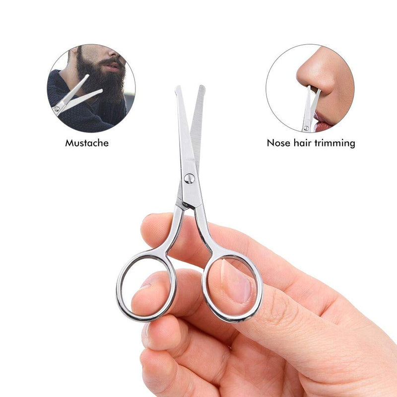 LIVINGO Premium Curved and Rounded Nose Hair Scissors for Men, 2 PC Set Nail Cuticle Manicure Scissors Shears Kit for Beard/ Mustache, Ear, Facial Hair, Eyebrows, Eyelashes for Women - LeoForward Australia