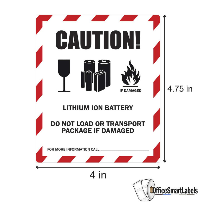300 Labels - Caution Lithium Ion Battery Stickers for Transport Package Battery Warning (4 x 4.75 Inch - 1 Roll) - LeoForward Australia