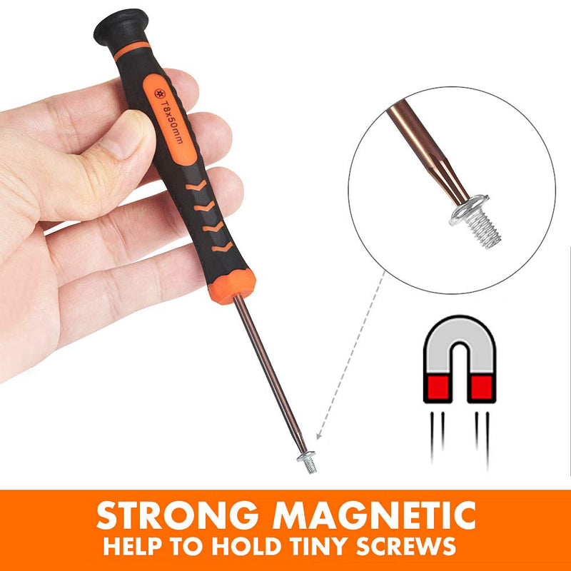  [AUSTRALIA] - TECKMAN 10 in 1 Torx Screwdriver Set with T3 T4 T5 T6 T8 T10 Security Torx Bit & ESD Tweezers,Magnetic Screwdrivers Precision Repair Kit for Xbox,PS4,Macbook,Computer,Doorbell & Folding knife