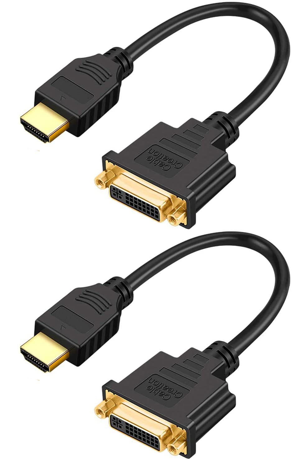  [AUSTRALIA] - HDMI Male to DVI Female 0.5ft [2 Pack], CableCreation Bi-Directional HDMI Male to DVI-I (24+5) Female Adapter, for PC, TV, TV Box, PS5, Blue-ray, Xbox,Switch 0.5ft [2 pack] Black