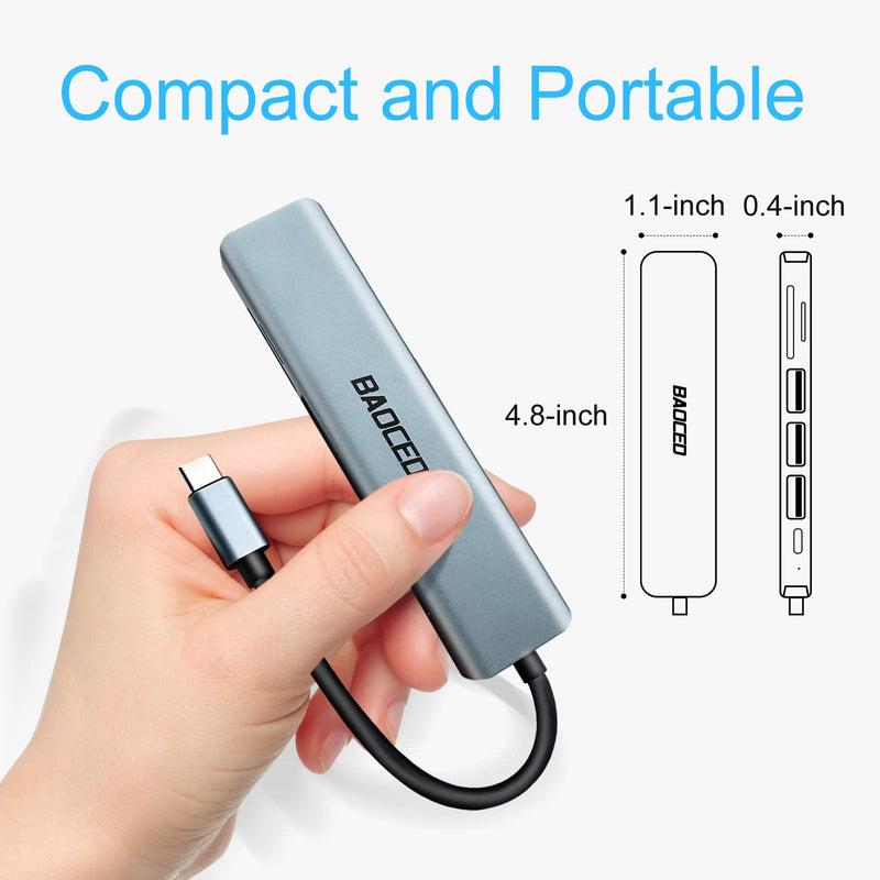  [AUSTRALIA] - USB C Hub, BAOCED USB C to HDMI Adapter 7 in 1 Docking Station Aluminum Alloy USB C Splitter with 100W PD, USB 3.0/2.0, SD/TF Card Reader Compatible with MacBook Pro/Air XPS and More Type C Devices
