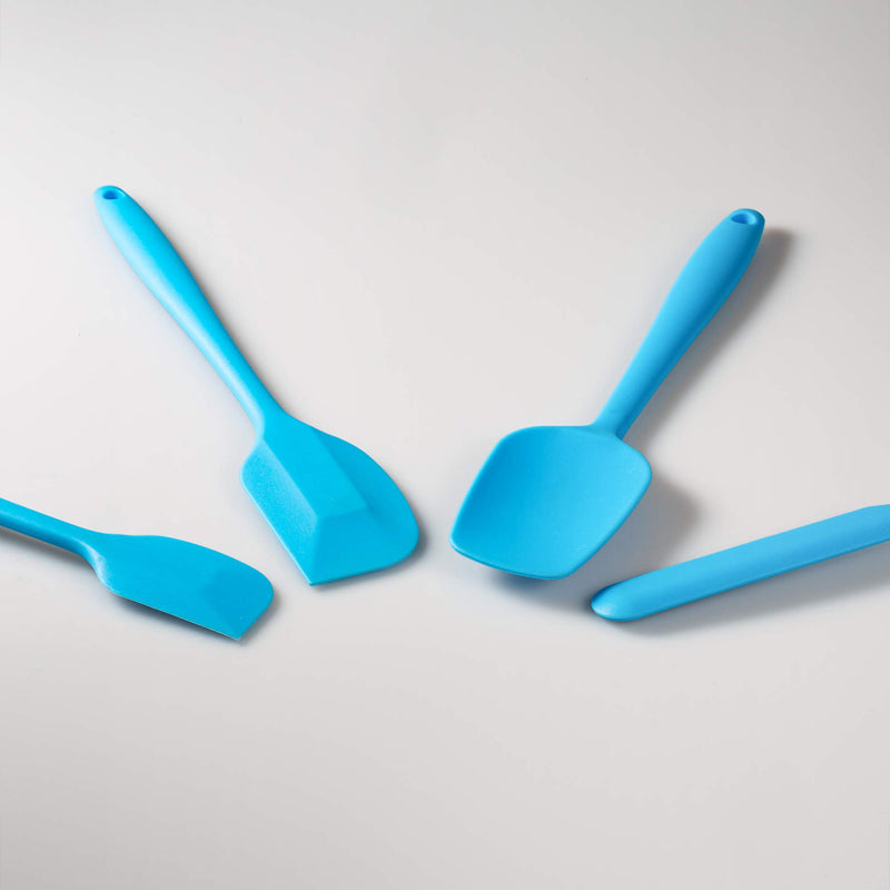  [AUSTRALIA] - 4 Piece Silicone Spatula Set, Flexible Heat Resistant Non-scratch Baking Cooking Rubber Spatulas with Stainless Steel Core, Blue 4 piece