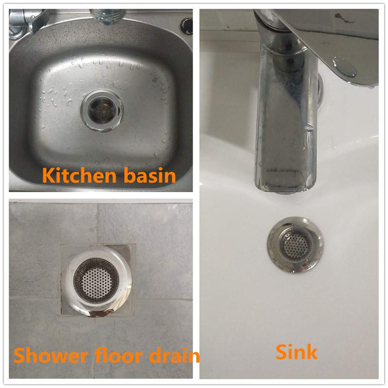  [AUSTRALIA] - Shower Drain(4 Pack), Bathtub Drain Cover, Sink Tub Drain Stopper, Sink Strainer for Kitchen and Bathroom, Hair Stopper for Bathtub Drain Cover Size from 1.5'' to 4.45''. (Silver-Round hole)