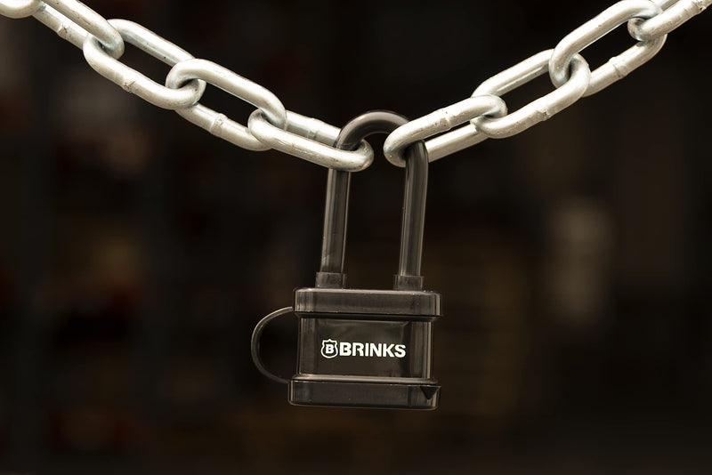  [AUSTRALIA] - BRINKS - 40mm Laminated Steel Weather Resistant Padlock with 2” Shackle - Vinyl Wrapped and Chrome Plated with Hardened Steel Shackle, 172-42051