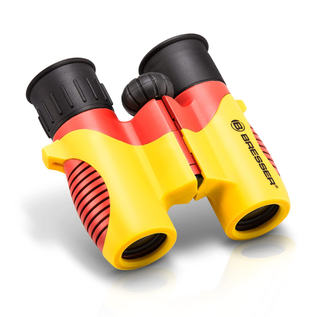  [AUSTRALIA] - Bresser Binoculars for Kids, 6 X 21 Shockproof Compact Binocular for Children Boys Girls Watching Birds, Hunting, Travel, Sport Red-Yellow