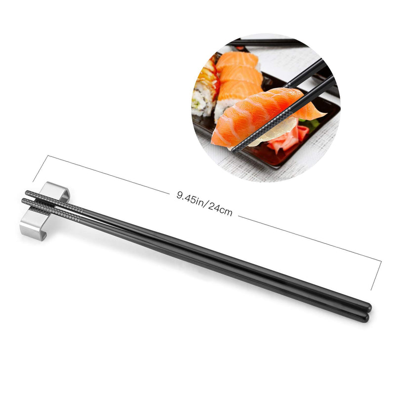  [AUSTRALIA] - SHARECOOK Chopsticks set, 18/10 Stainless Steel Metal Korean Chopsticks, 9.45 Inches Reusable Chopsticks for Dinner, Easy to Hold (5 Pairs, Black) 5 Pairs