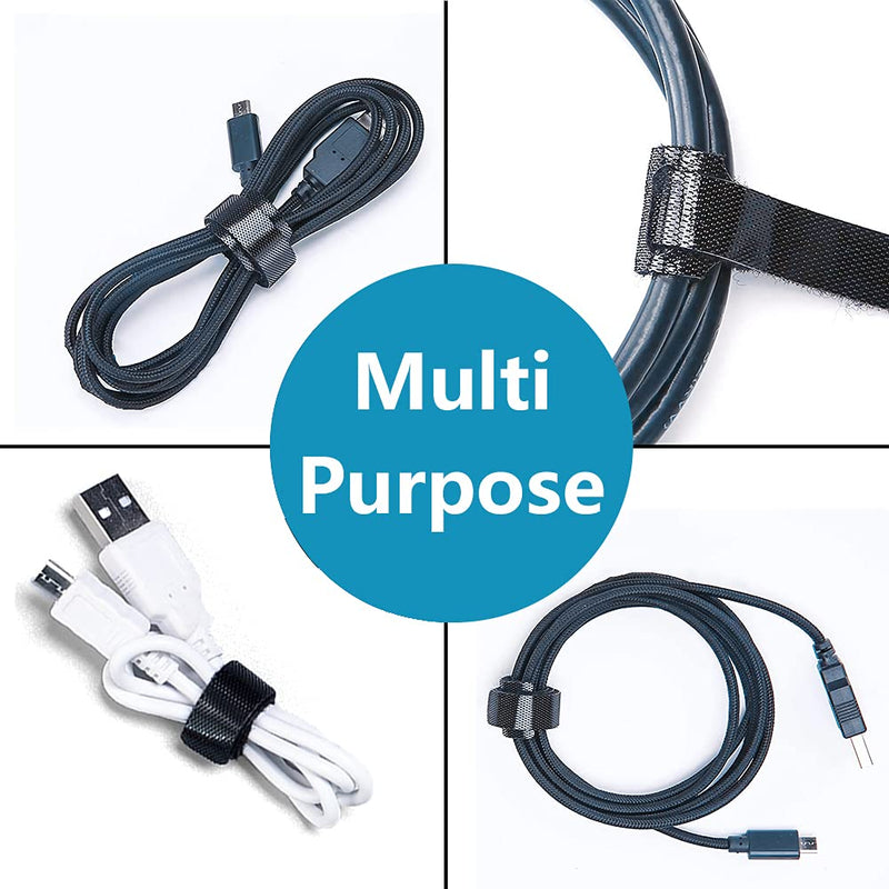  [AUSTRALIA] - Oksdown Cable Tie Reusable Black 50 Pack Straps Adjustable Releasable Extension Hook and Loop Tidy Wraps for Headphones HDMI Ethernet Printers Laptops USB Data Cables 50PCS