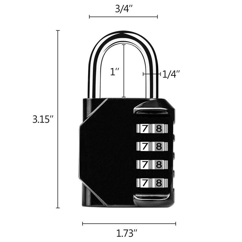  [AUSTRALIA] - Hedume 4 Pack Combination Lock 4 Digit Padlock, for Gym, Sports, School & Employee Locker, Outdoor, Fence, Hasp and Storage(4 Color)