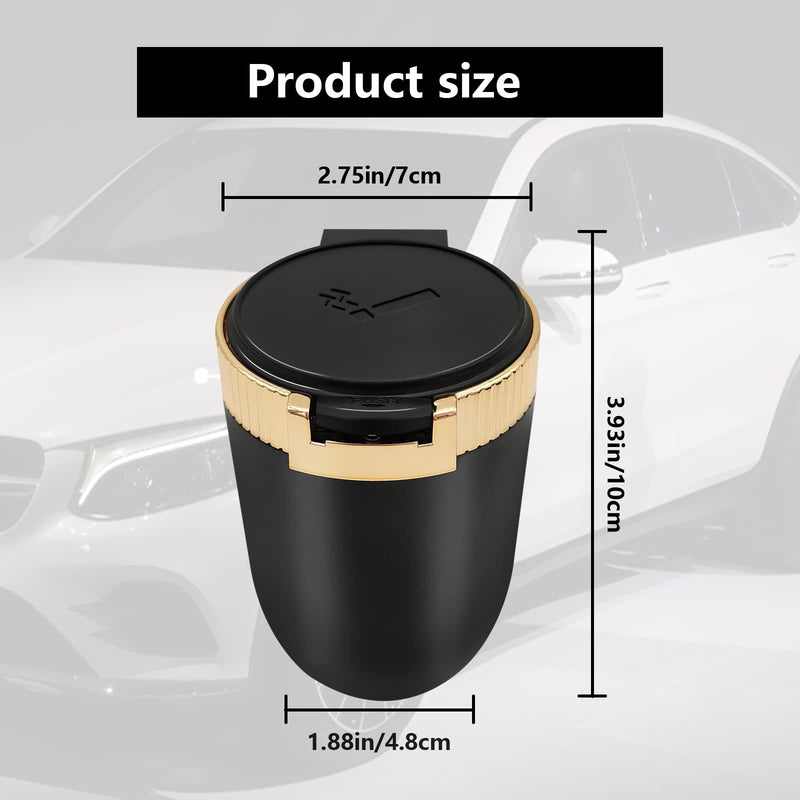  [AUSTRALIA] - 1Pcs Car Ashtray with Lid Portable Ash Tray, Easy Clean Up Detachable Stainless Car Ashtray with Blue Light Windproof for Outdoor Travel (Gold) gold