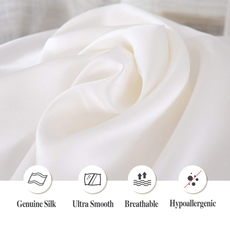  [AUSTRALIA] - BEFIR 100% Mulberry Silk Pillowcase for Hair and Skin - Both Sides Feature Genuine Nature Pure Silk, Super Soft and Breathable Pillow Covers with Hidden Zipper - King Size, Ivory
