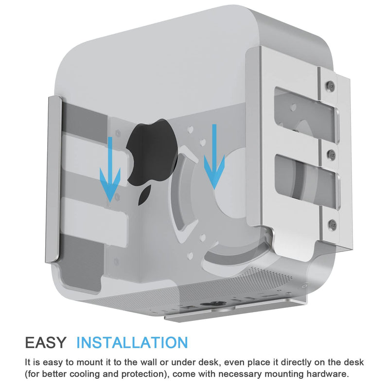  [AUSTRALIA] - Mac Studio Mount, IFCASE Heat Dissipation Design Anti-Scratch Aluminum Desktop, Under Desk, Wall Mount Stand for Mac Studio, Compatible with VESA Hole (Silver) Silver