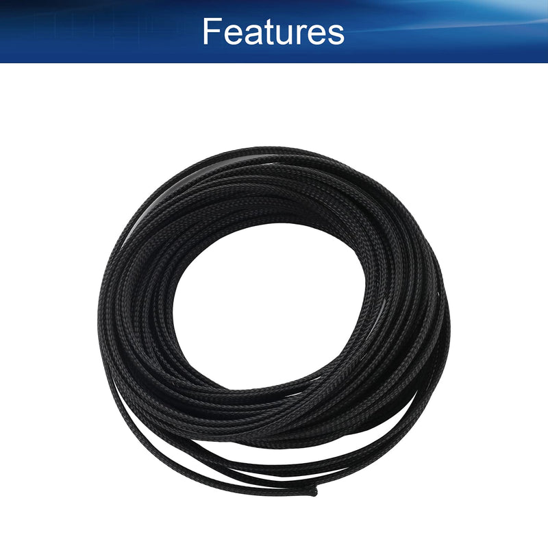  [AUSTRALIA] - Bettomshin 1Pcs Length 32.81Ft PET Braided Cable Sleeve, Width 0.24 Inch Expandable Braided Sleeve for Sleeving Protect Electric Wire Electric Cable Black