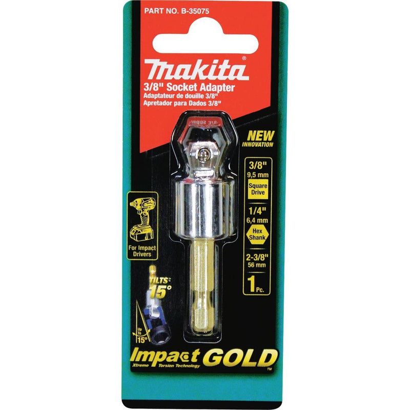  [AUSTRALIA] - Makita B-35075 Impact Gold 3/8" 15° Tilt Socket Adapter 3/8-Inch