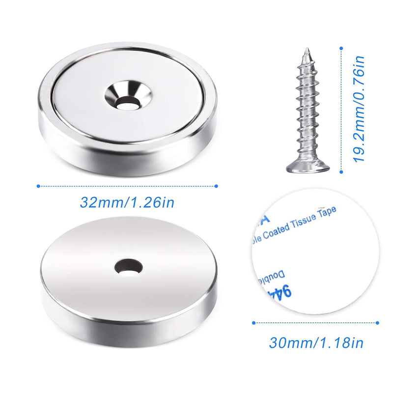  [AUSTRALIA] - LOVIMAG Neodymium Cup Magnets,110LBS Holding Force Strong Rare Earth Magnets with Heavy Duty Countersunk Hole and Double Sided Adhensive&Stainless Screws for Refrigerator Magnets,Office etc,Pack of 10 110lbs-10p-silver