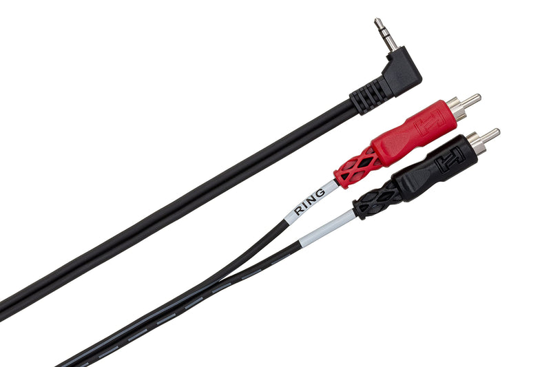Hosa CMR-203R Right Angle 3.5 mm TRS to Dual RCA Stereo Breakout Cable, 3 Feet 3 ft. - LeoForward Australia