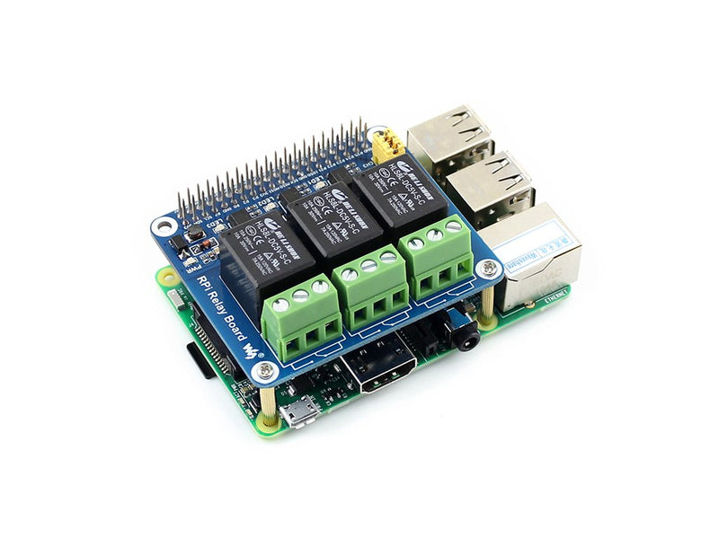  [AUSTRALIA] - waveshare Raspberry Pi Power Relay Board Expansion Board Module Three Channel(3-ch) for Raspberry Pi A+/B+/2B/3B/3B+/4B Loads up to 250VAC/5A,30VDC/5A Rpi Power Relay