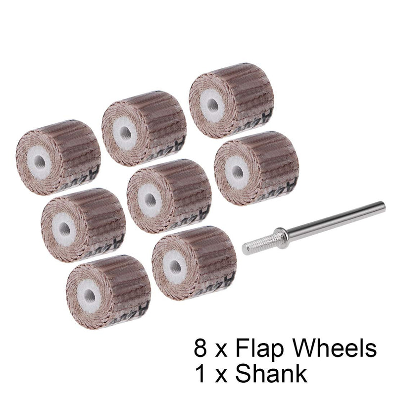  [AUSTRALIA] - uxcell 8 Pcs 12x12mm Flap Wheel 400 Grits Abrasive Grinding Head with 1/8 inches Shank for Rotary Tool