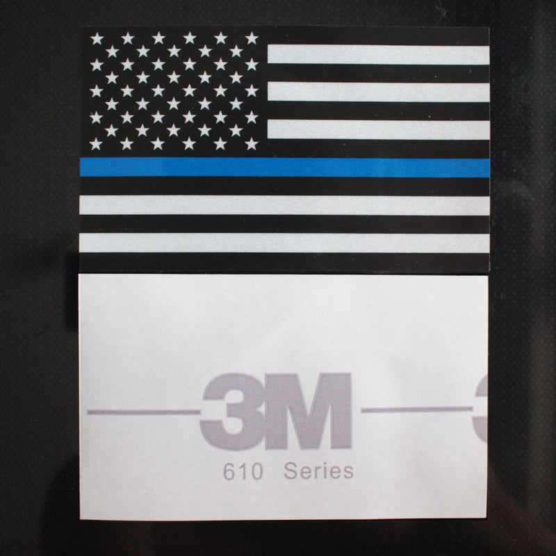  [AUSTRALIA] - CREATRILL Reflective US Flag Decal Packs with Thin Blue Line for Cars & Trucks, 5 x 3 inch American USA Flag Decal Sticker Honoring Police Law Enforcement 3M Vinyl Window Bumper Tape (5-Pack) 5-pack