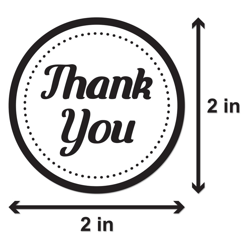 Thank You 2" Round Labels Stickers for Wedding, Birthday, Event, Thanks Envelope, Gift Box (Black White / 300 Labels per roll / 1 roll) - LeoForward Australia