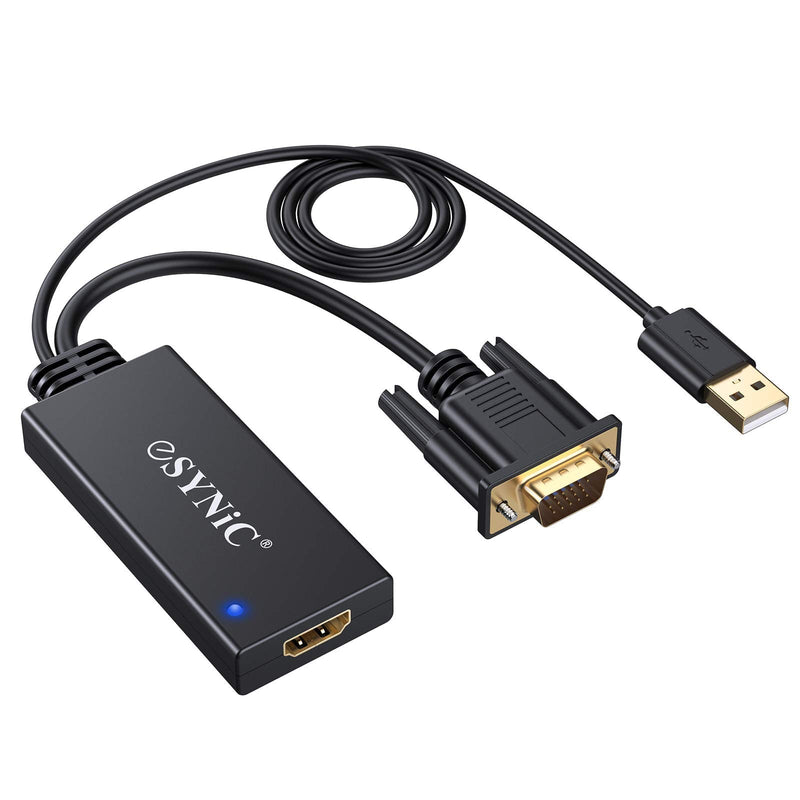  [AUSTRALIA] - eSynic VGA to HDMI Converter Gold Plated VGA to HDMI Out 1080P Audio HD Video Converter Box PC to HDTV Cable Adapter for Computer Desktop Laptop PC DVD from Analogue VGA sVGA to HDTV HD Plasma TV