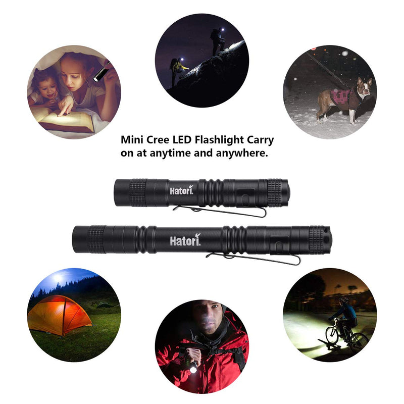  [AUSTRALIA] - Hatori Super Small Mini LED Flashlight Battery-Powered Handheld Pen Light Tactical Pocket Torch with High Lumens for Camping, Outdoor, Emergency, Everyday Flashlights, 3.55 Inch