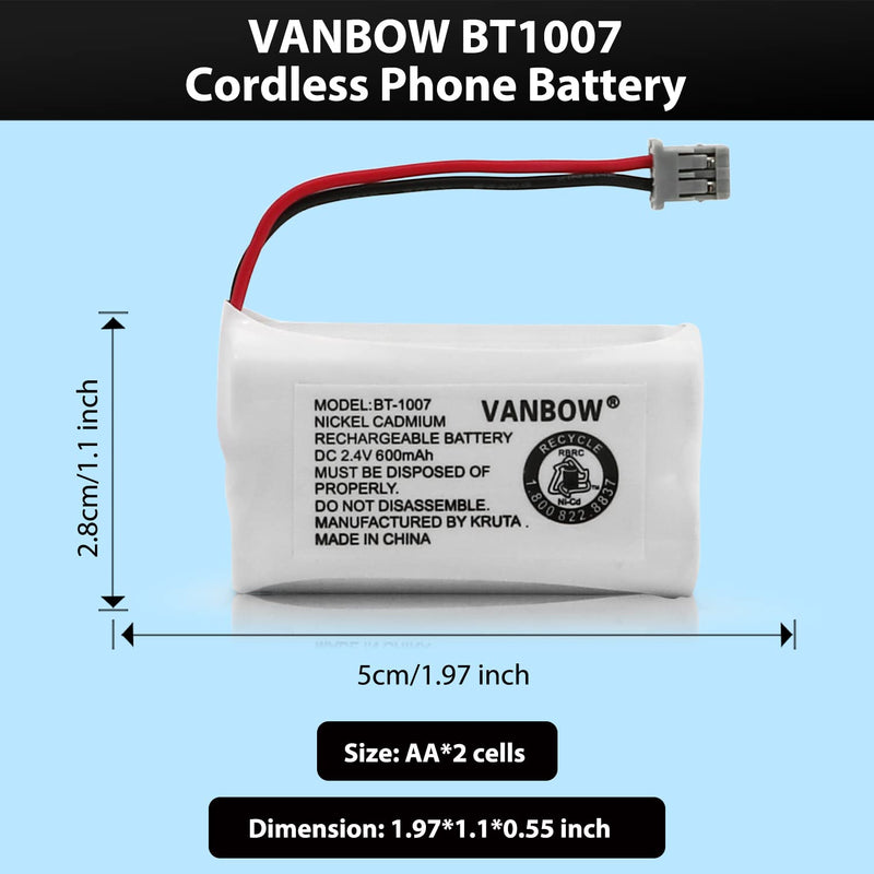  [AUSTRALIA] - BT-1007 Cordless Phone Battery Compatible with Uniden BT1007 BT904 BT-904 BT1015 BT-1015 BBTY0651101 BBTY0460001 BBTY0510001 BBTY0624001 BBTY0700001 HHR-P506 HHR-P506A (2) 2