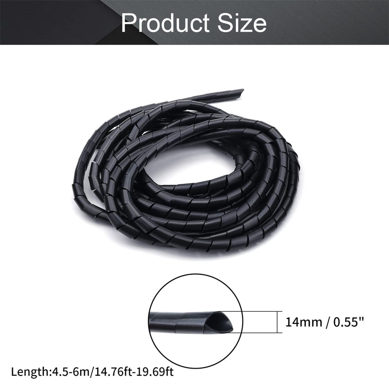  [AUSTRALIA] - Othmro Spiral Cable Wrap Spiral Wire Wrap Cord for Computer Electrical Wire Organizer Sleeve(Dia 14MM-Length 4.5M Black)