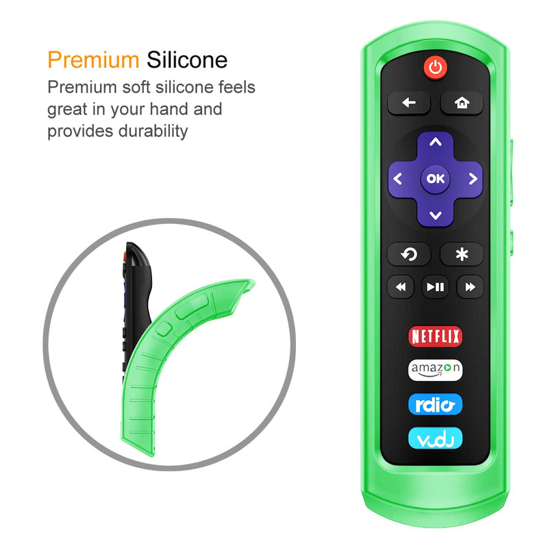 Fintie Protective Case for Roku Steaming Stick 3600R, TCL Roku TV RC280 Remote - CaseBot (Honey Comb Series) Light Weight (Anti Slip) Shock Proof Silicone Remote Controller Cover, Green Glow Steaming Stick (3600R) / TCL RC280 Z-Green Glow - LeoForward Australia