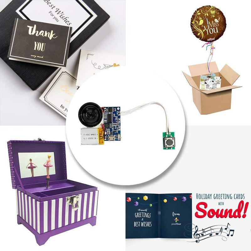 Press-Button Control Activated MP3 Recordable PCB Sound Module USB Downloadable Sound Module for Crafts, Christmas,New Year Greeting Cards-with Speaker Lithium Battery Powered and USB Cable - LeoForward Australia