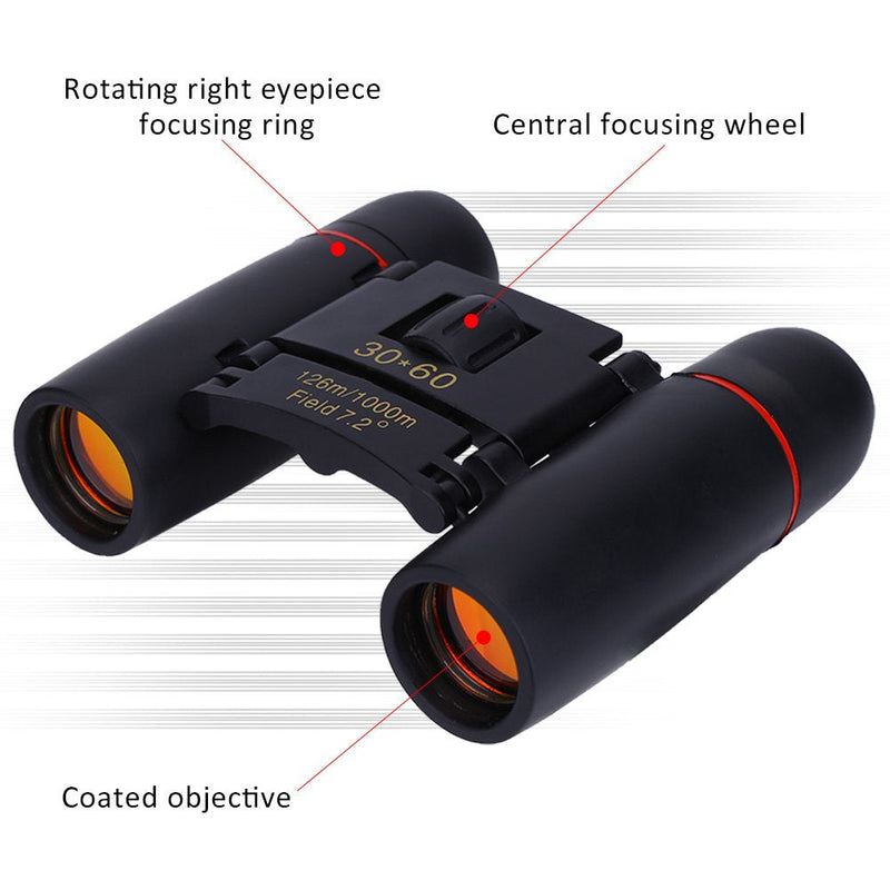  [AUSTRALIA] - 30 X 60 Portable Lightweight Metal Dual Focusing Small Mini Binoculars with Bag Lanyard Binoculars Compact for Adults Kids
