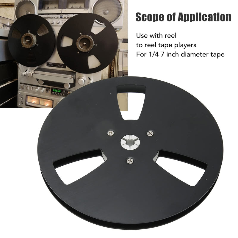  [AUSTRALIA] - 1/4 7 Inches Takeup Reel, Open Reel Audio Aluminum Alloy Takeup Reel, 3 Holes Wind Resistance Holes, 1/4 7 Inch Empty Tape Reel for Recording for Nab Black