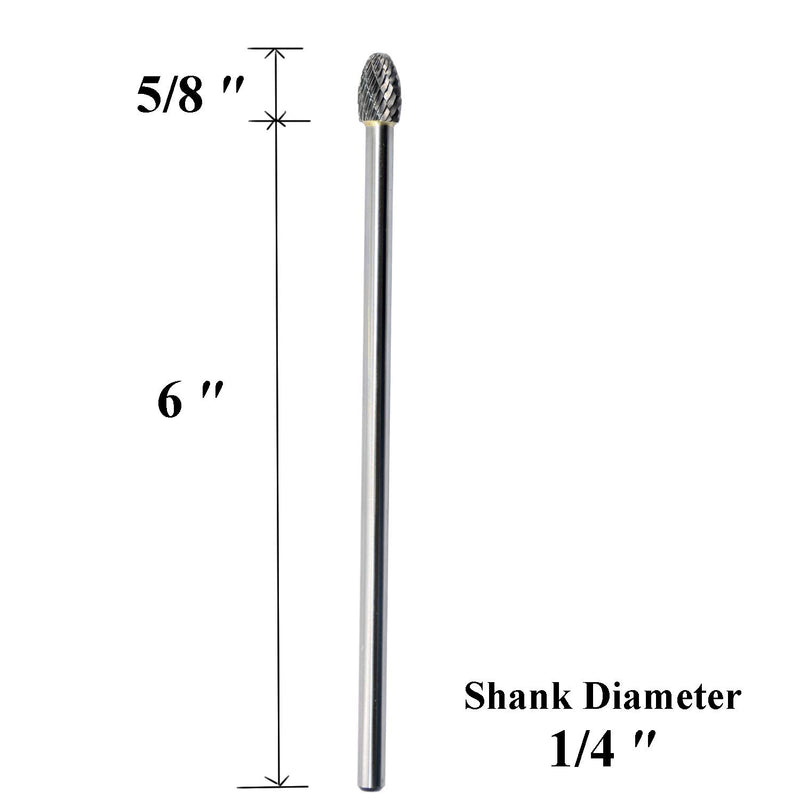 SE-3L6 Tungsten Carbide Burr Lengthened Rotary File Oval Egg Shape Double Cut with 1/4''Shank for Die Grinder Drill Bit - LeoForward Australia