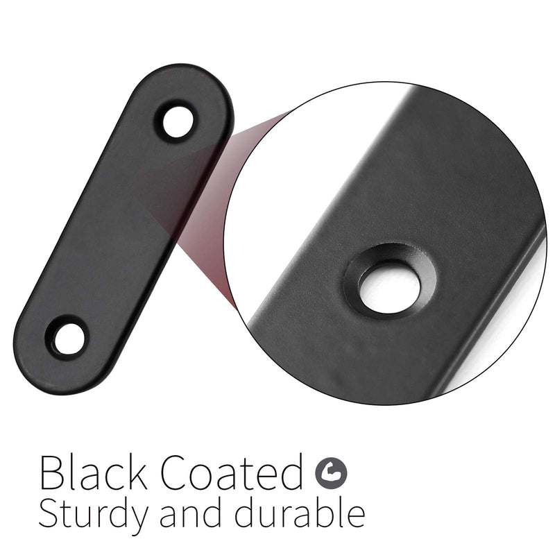  [AUSTRALIA] - Jiozermi 12 Pcs Straight Brace, Flat Brace 2” x 0.6”, Stainless Steel Straight Bracket, Mending Joining Plates for Wood, Board, Bed Frame, Furniture & Shelves, Matte Black Black, 2” x 0.6”, 12 pcs