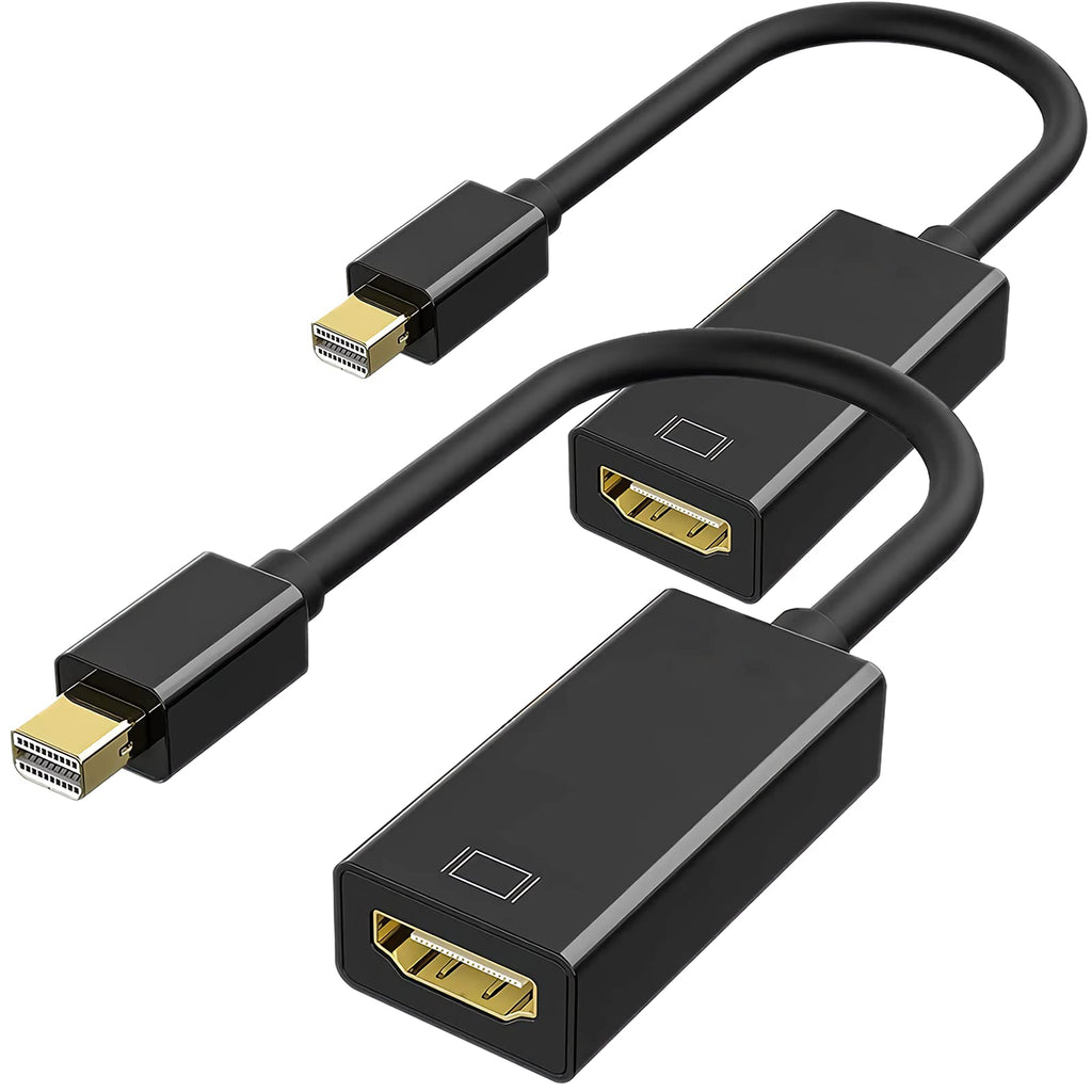  [AUSTRALIA] - 1080P Mini DisplayPort to HDMI Adapter, 2 Pack Thunderbolt to HDMI Converter Gold-Plated Mini DP Male to HDMI Female Cable Compatible with MacBook Air/Pro, Mac Mini, Surface Pro 3/4, Monitor Black