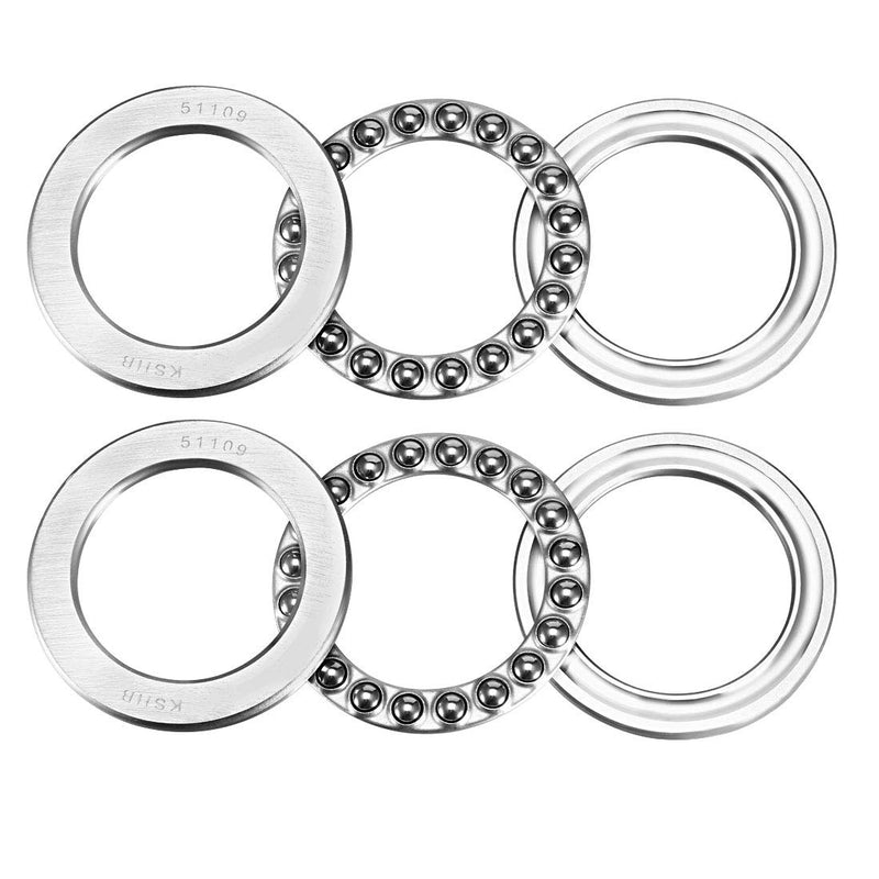  [AUSTRALIA] - uxcell 51109 Thrust Ball Bearings 45mm x 65mm x 14mm Chrome Steel ABEC3 Single Row Roller 2pcs 45mmx65mmx14mm