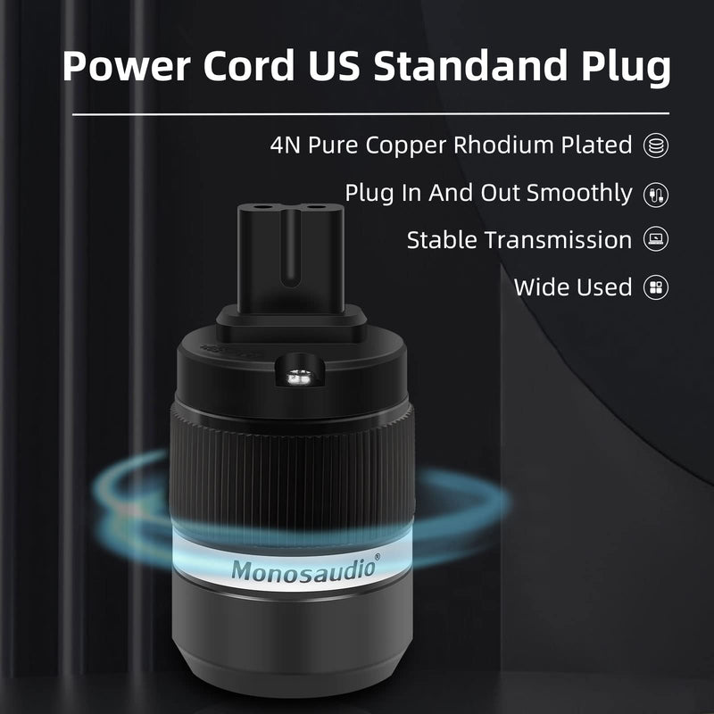 [AUSTRALIA] - Monosaudio Audio Power Plug 4N Pure Copper IEC320-C7 Figure 8 Female 25A/250V Audio Power Cord IEC Connectors Replacement Plugs Audio Connector for 12AWG DIY Audiophile Power Cable(Rhodium Plated) Rhodium plated