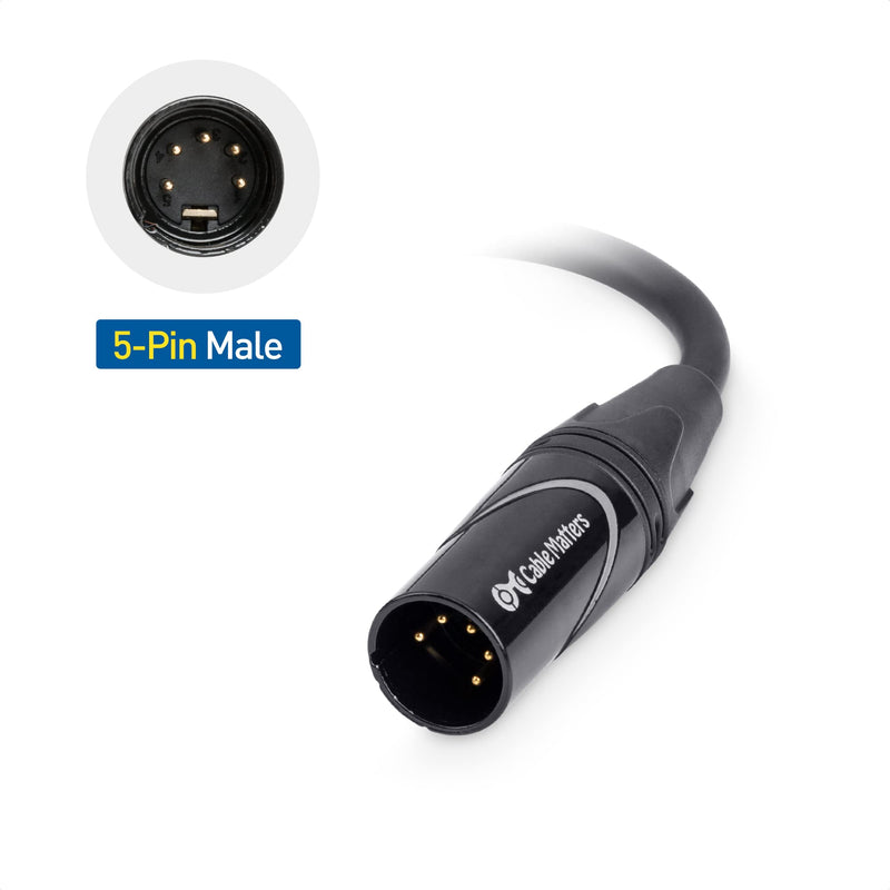  [AUSTRALIA] - Cable Matters 2-Pack 5 Pin to 3 Pin DMX Lighting Cable 6 Inches (5-Pin Male to 3-Pin Female XLR Cable, 3 Pin to 5 Pin DMX Adapter Cable) in Black