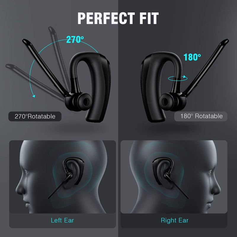  [AUSTRALIA] - Bluetooth Headset, Bluetooth Earpiece 16 Hours Talktime with CVC8.0 Noise Cancelling Mic Mute Key Hands-Free Earphones for Cell Phones PC Laptop Business Truck Driver Office Call Center Skype