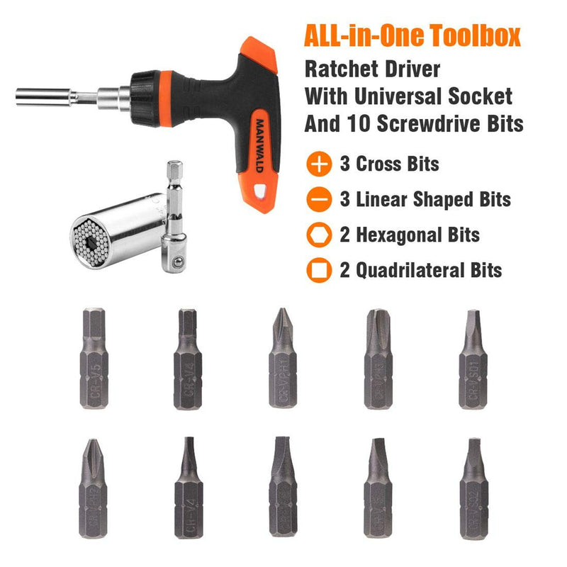 Universal Socket,7-19mm Multi-Function Tool Box,Adapter Socket for Wrench Ratchet & Power Drill,Screwdriver Sets,Mechanic Tool Set,15 PCS,Super Tools Gifts for Men Dad 15 pc set - LeoForward Australia