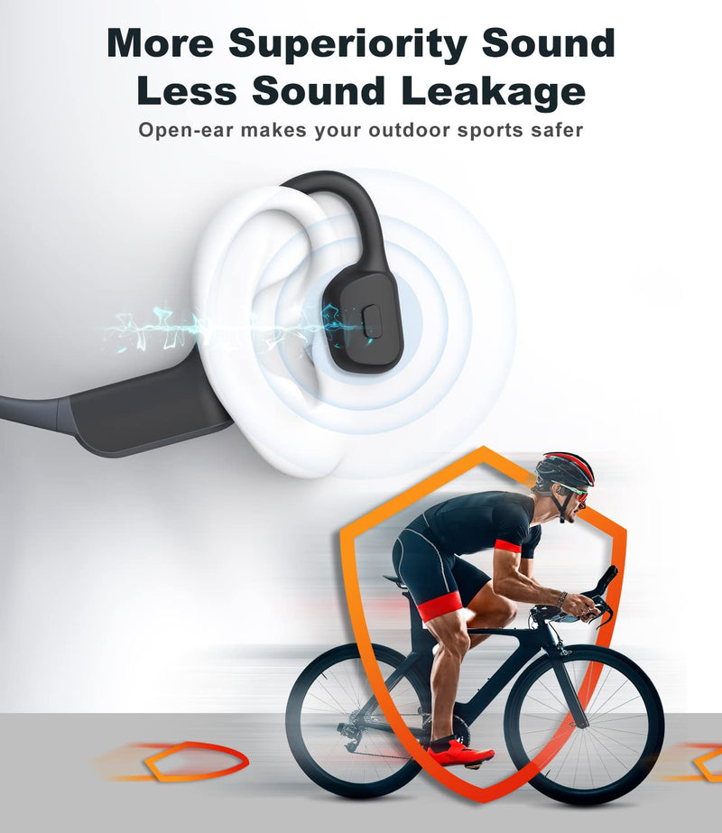  [AUSTRALIA] - LAKKA Bone Conduction Headphones, Open-Ear Headphones Bluetooth 5.3 Sport Headset with Mic, IPX5 Waterproof Sweatproof Lightweight Wireless Earphone for Running Cycling Driving Workouts, with Earplugs